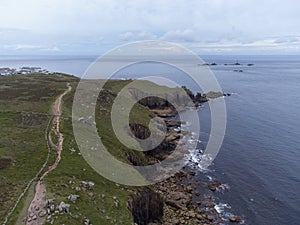 Lands end cornwall England uk aerial