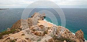 Lands End and Divorce Beach as seen from top of Mt Solmar in Cabo San Lucas Baja Mexico