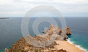 Lands End and Divorce Beach as seen from top of Mt Solmar in Cabo San Lucas Baja Mexico