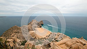 Lands End and Divorce Beach as seen from top of Mt Solmar in Cabo San Lucas Baja Mexico