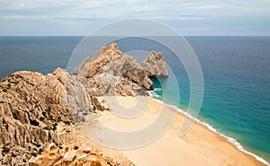 Lands End and Divorce Beach as seen from top of Mt Solmar in Cabo San Lucas Baja Mexico