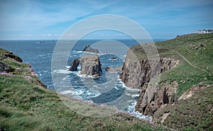 Lands End Enys Dodnan arch Cornwall United Kingdom