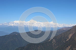 Landscap view of Mt Kanchanjangha with sleeping budha