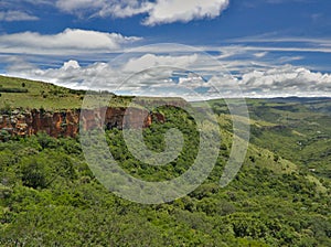 Landscapde in South African mountains with orange cliffs photo