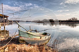 Landscape with abandoned boat