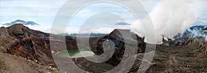 Landscape of active volcano Gorely on Kamchatka