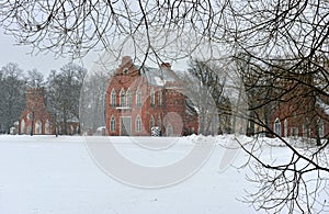 Landscape with the Admiralty pavillion in Pushkin garden. photo