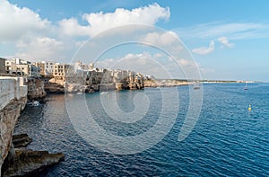 Landscape of the Adriatic sea with a view of Polignano a Mare, province of Bari, Puglia. photo