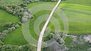 Landscape aerial view. It`s include fields, forests, road and swamps