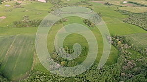 Landscape aerial view. It`s include fields, forests and swamps