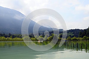 Landscape of Aiguebelette lake in France