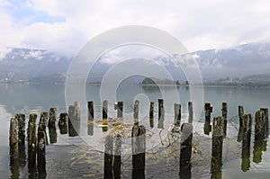 Landscape of Aiguebelette lake in France