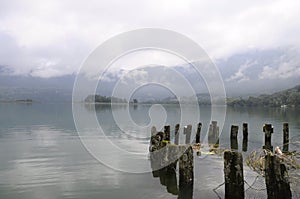 Landscape of Aiguebelette lake in France