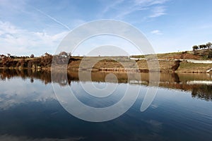 Landscape Albania lake trees awesome sky reflection mountain hills tree ablero park panorama