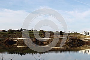 Landscape Albania lake trees awesome sky reflection mountain hills tree ablero park panorama