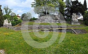 Landscape with Albero monumentale Bologna monument at Bagolaro piazza Carducci town square