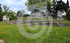 Landscape with Albero monumentale Bologna monument at Bagolaro piazza Carducci town square photo