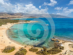 Landscape with amazing secluded sand beach Alyko, Naxos island, Greece