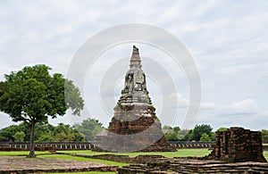 Landscape of ancient old pagoda Wat Chai Wattanaram temple in Ayutthaya historical park