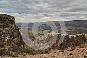 Landscape of Andean Mountains at Rio Jeinemeni close to Cile Chico. photo