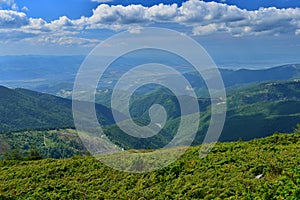 Landscape of the Apuseni mountains from the CurcubÄƒta Mare peak.