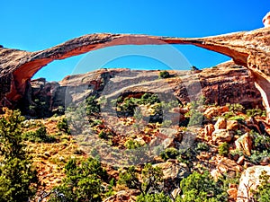 Landscape Arch, Arches National Park, Utah, One of the world& x27;s longest natural spans, Devils Garden