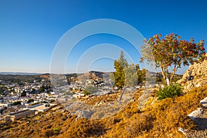 Landscape with The Archangelos town in the island of Rhodes