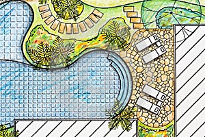 Landscape architect design backyard plan