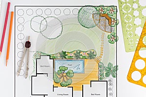 Landscape architect design backyard plan for villa