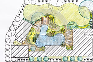 Landscape architect design backyard plan for villa