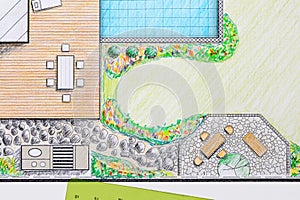 Landscape architect design patio backyard plan