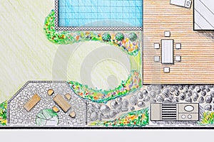 Landscape architect design patio backyard plan