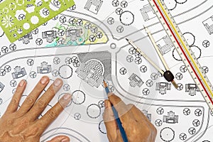 Landscape architect design plan for housing estate