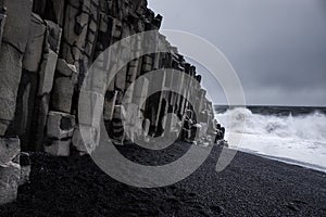 Landscape around black sand beach in Vik, Iceland