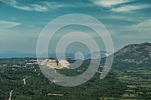 Landscape around Dubrovnik International Airport, Croatia, Pilots view during approach