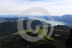 The landscape around Lake Mondsee, Schafbergbahn, Salzkammergut, Salzburg, Austria