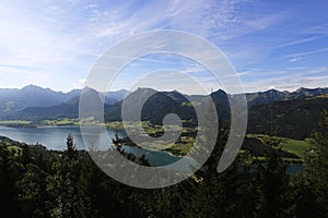 The landscape around Lake Wolfgangsee, Schafbergbahn, Salzkammergut, Salzburg, Austria