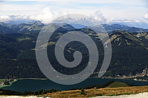 The landscape around Lake Wolfgangsee, Schafbergbahn, Salzkammergut, Salzburg, Austria