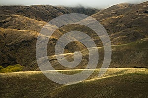 Landscape around Lindis Pass, New Zealand`s South Island