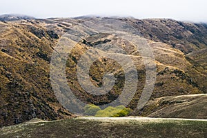 Landscape around Lindis Pass, New Zealand`s South Island