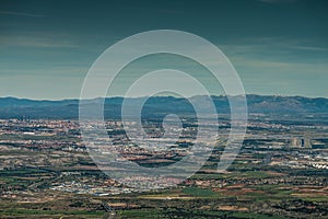 Landscape around Madrid Barajas  International Airport, Spain, Pilots view during approach - aerial view photo