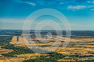 Landscape around Madrid Barajas  International Airport, Spain, Pilots view during approach - aerial view photo