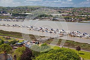 Landscape around of Rochester city include river Kent and yacht club