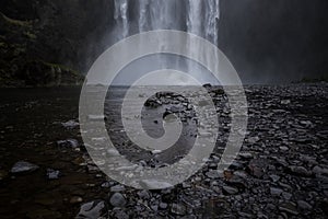 Landscape around Skogafoss waterfall in Iceland