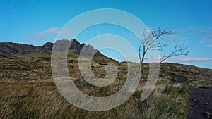 Landscape around trail to Old Man of Storr, Isle of Skye, United Kingdom.