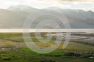 Landscape around Tso Moriri Lake in Ladakh, India