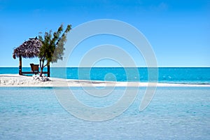 Landscape of Arutanga island in Aitutaki Lagoon Cook Islands