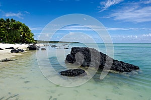 Landscape of Arutanga island in Aitutaki Lagoon Cook Islands