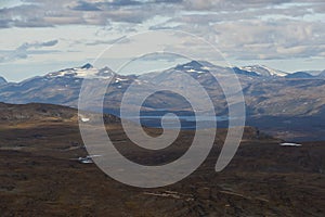 Landscape as seen from Mount Njulla Nuolja. Northern Sweden