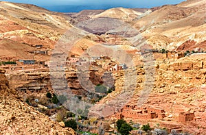 Landscape of the Asif Ounila valley in the High Atlas Mountains, Morocco